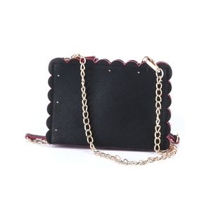 Neiman Marcus Black & Pink Scalloped Crossbody Bag